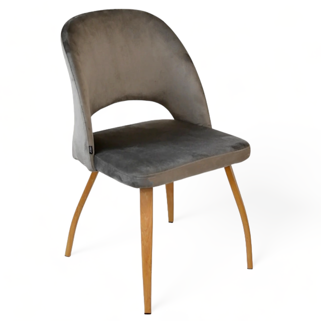Silla Kendra Pana Gris Claro Base Natural