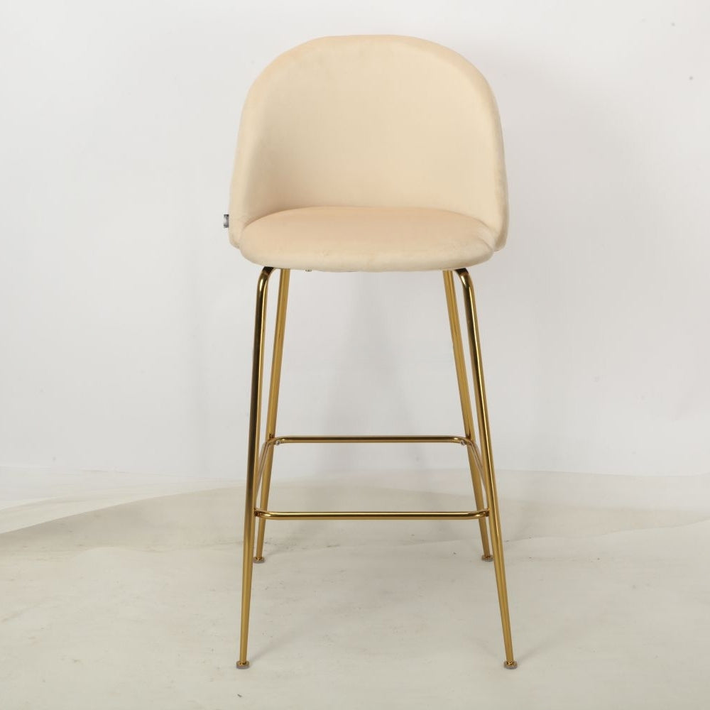 Banqueta Helia Pana Beige Base Dorada