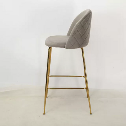 Banqueta Helia Pana Gris Claro Base Dorada