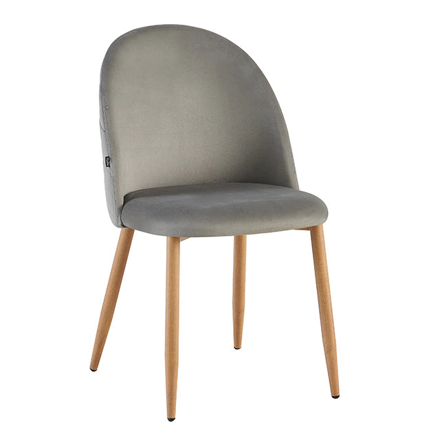 Silla Livia Matelasse Gris Claro Pana Base Natural