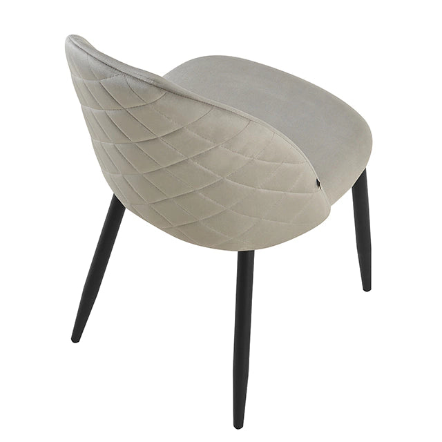 Silla Livia Matelasse Gris Claro Base Negra