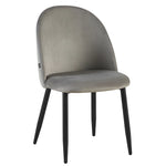 Silla Livia Matelasse Gris Claro Pana Base Negra