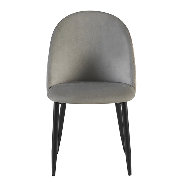 Silla Livia Matelasse Gris Claro Base Negra