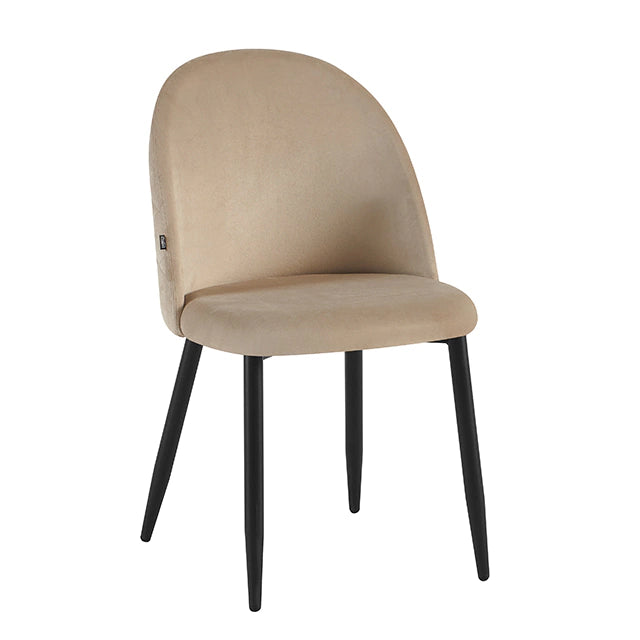 Silla Livia Matelasse Taupe Pana Base Negra