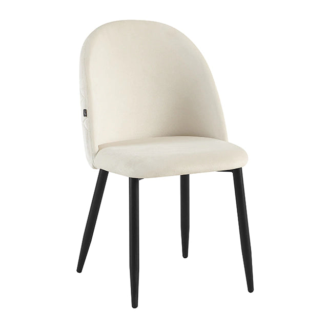 Silla Livia Matelasse Beige  Pana Base Negra