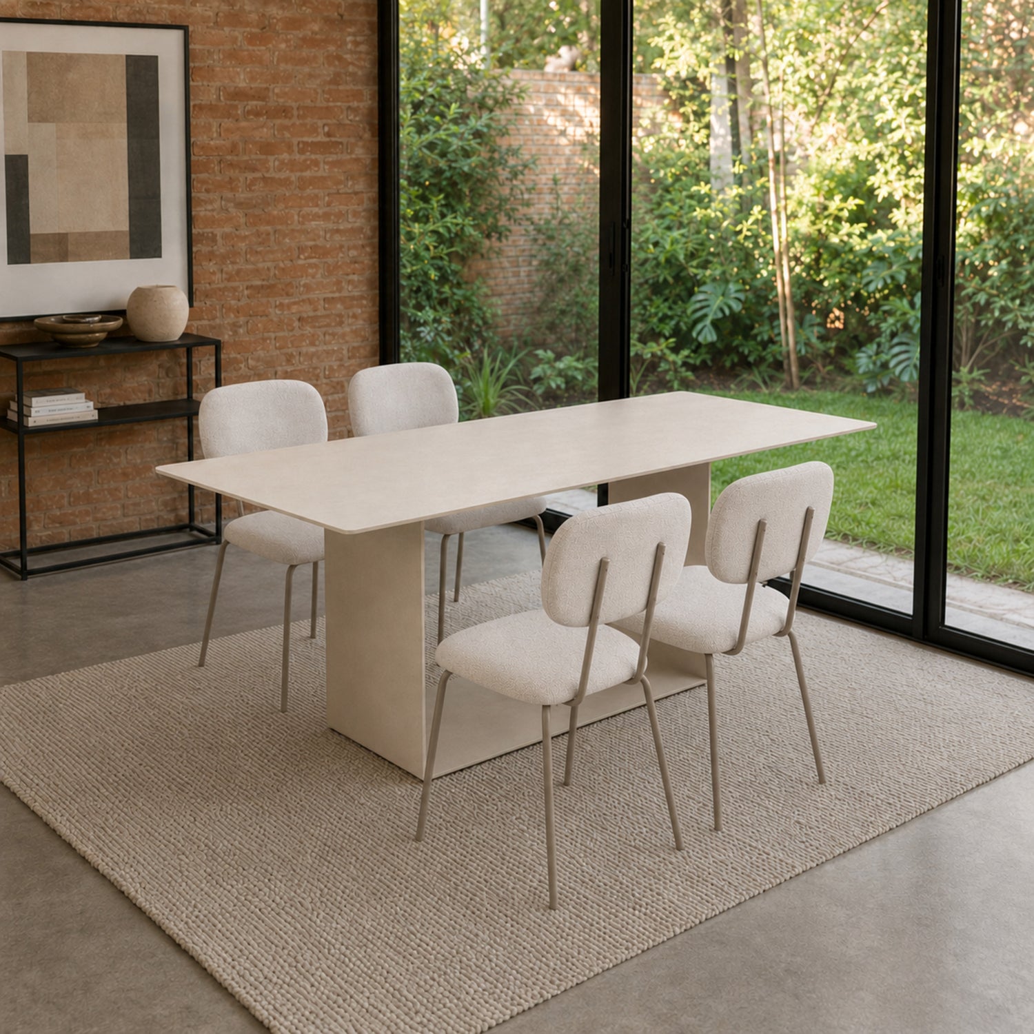 Silla Denver Chenille Gris Claro Base Capuccino