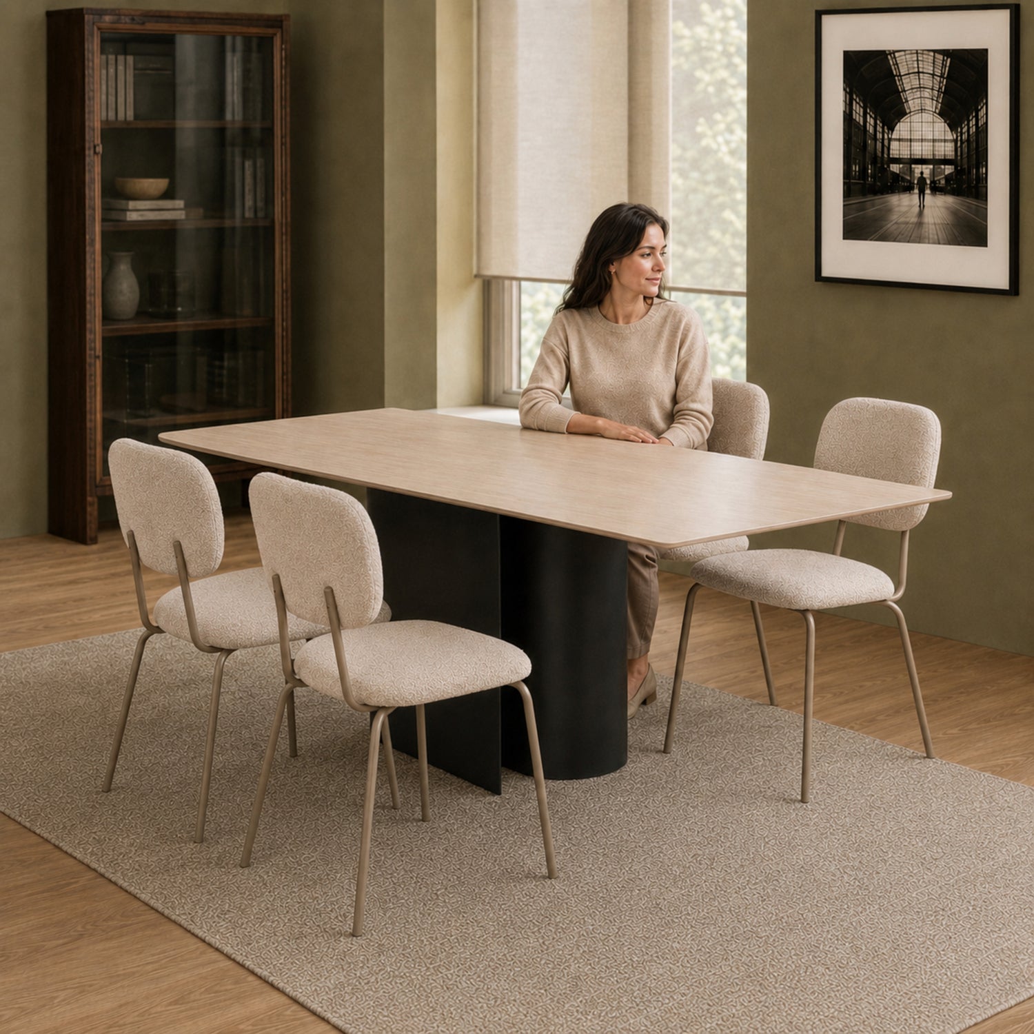 Silla Denver Chenille Taupe Base Capuccino