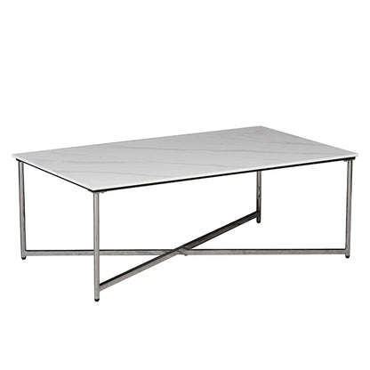 Mesa Baja Fiona Neolith Blanca Base Cromo