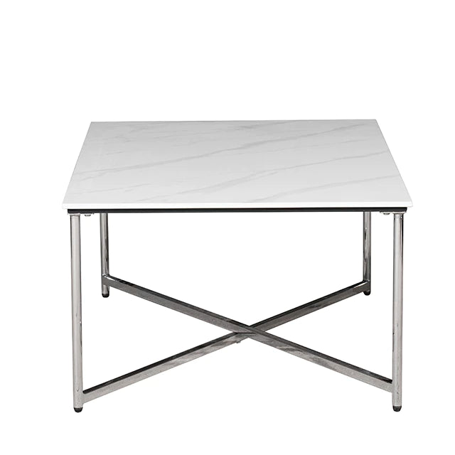 Mesa Baja Fiona Neolith Blanca Base Cromo