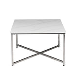 Mesa Baja Fiona Neolith Blanca Base Cromo
