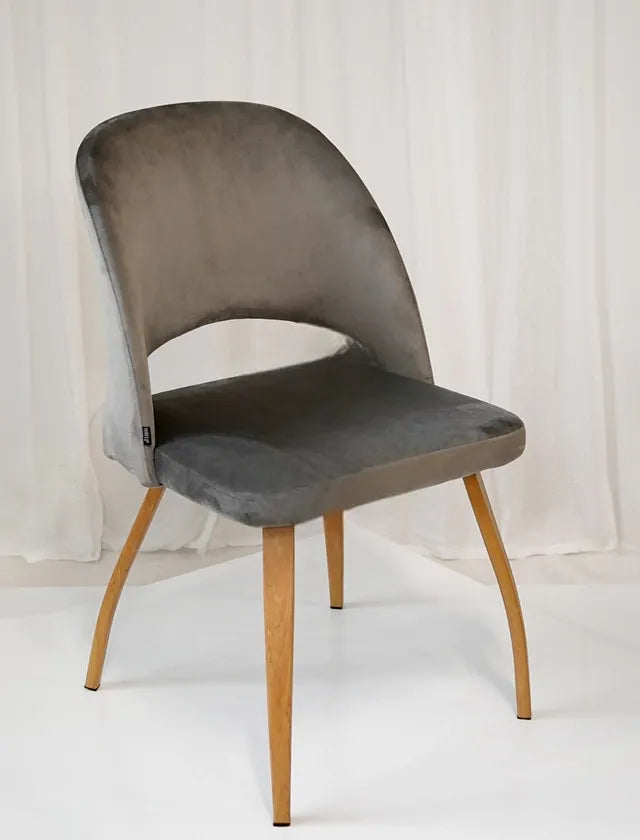 Silla Kendra Pana Gris Claro Base Natural