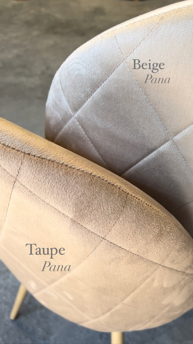 Silla Livia Matelasse Taupe Pana Base Natural