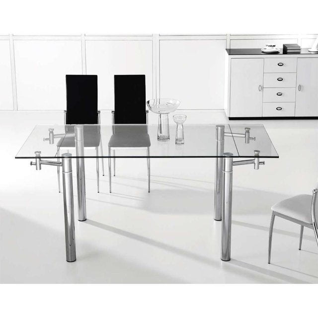 Mesa Extensible Vidrio y Cromo