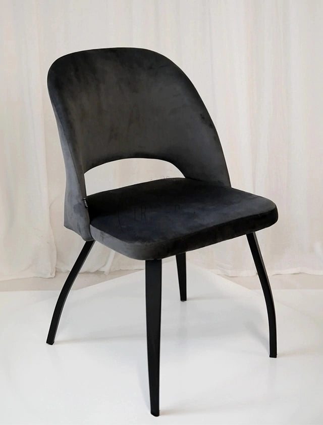 Silla Kendra Pana Gris Oscuro Base Negra