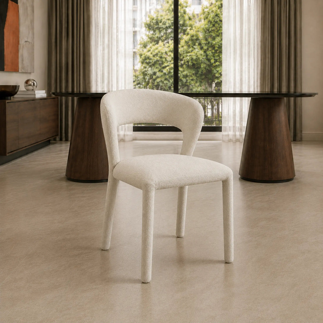 Vista principal de Silla Kaela Off White, chenille, imagen 1 – Zagliari