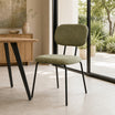 Silla Denver Chenille Verde Oliva Base Negra