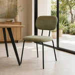 Silla Denver Chenille Verde Oliva Base Negra