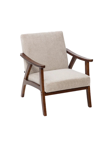 Sillón Laurel Chenille Taupe Base Walnut