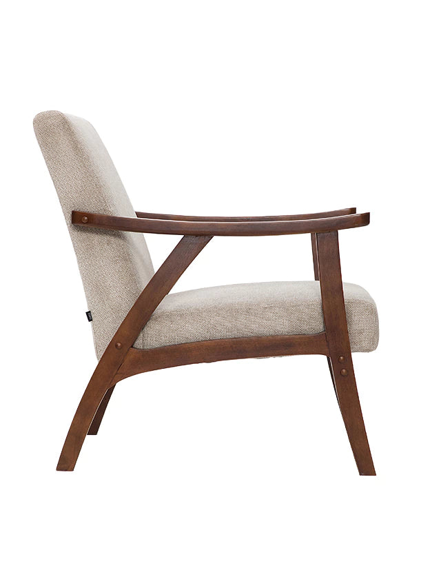 Sillón Laurel Chenille Taupe Base Walnut
