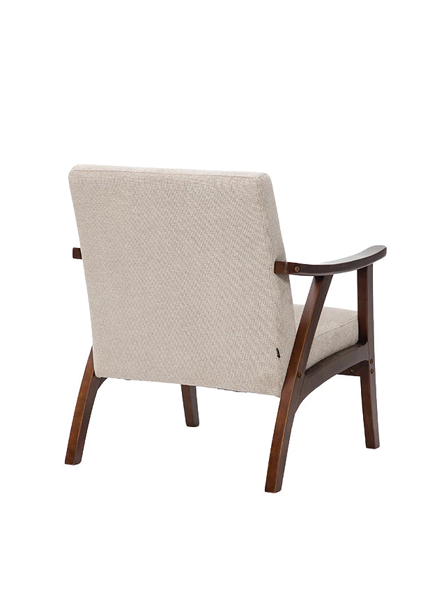 Sillón Laurel Chenille Taupe Base Walnut