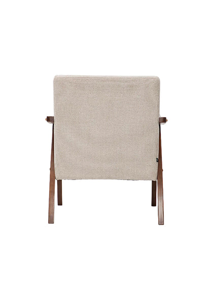 Sillón Laurel Chenille Taupe Base Walnut