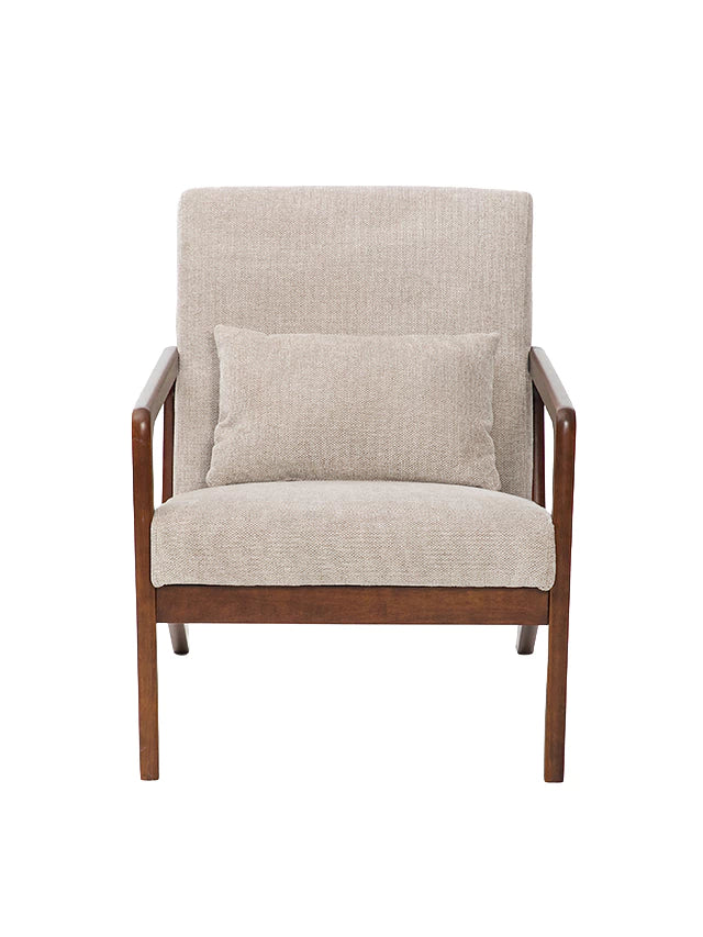 Sillón Riga Chenille Taupe Base Walnut