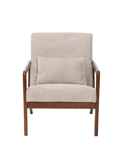 Sillón Riga Chenille Taupe Base Walnut