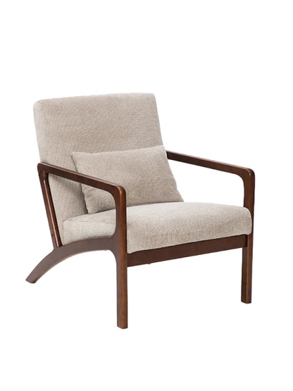Sillón Riga Chenille Taupe Base Walnut