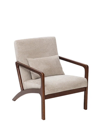 Sillón Riga Chenille Taupe Base Walnut