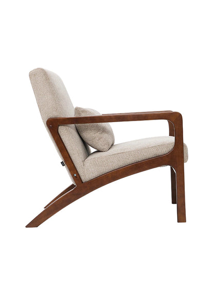 Sillón Riga Chenille Taupe Base Walnut