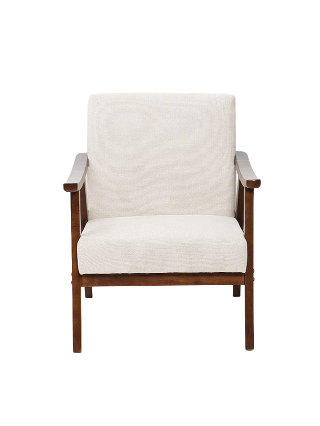 Sillón Laurel Chenille Beige Base Walnut