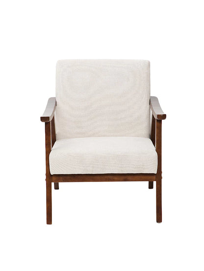 Sillón Laurel Chenille Beige Base Walnut