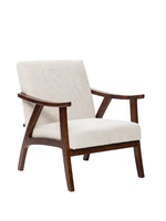 Sillón Laurel Chenille Beige Base Walnut