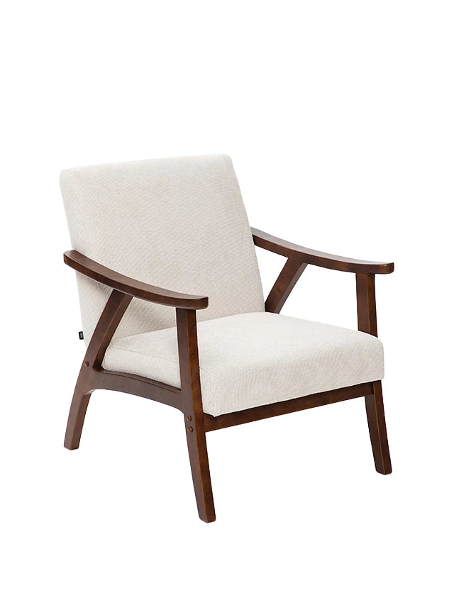 Sillón Laurel Chenille Beige Base Walnut
