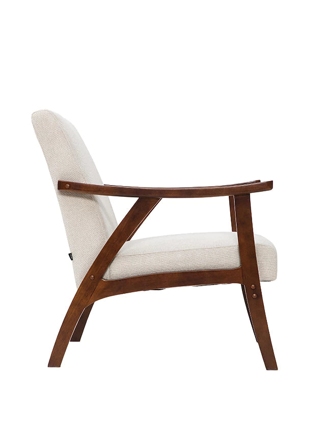 Sillón Laurel Chenille Beige Base Walnut