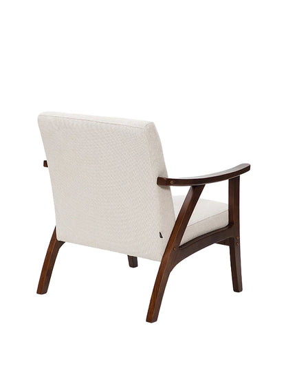 Sillón Laurel Chenille Beige Base Walnut