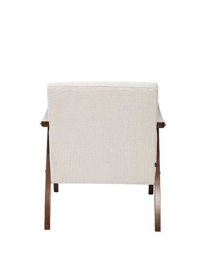 Sillón Laurel Chenille Beige Base Walnut