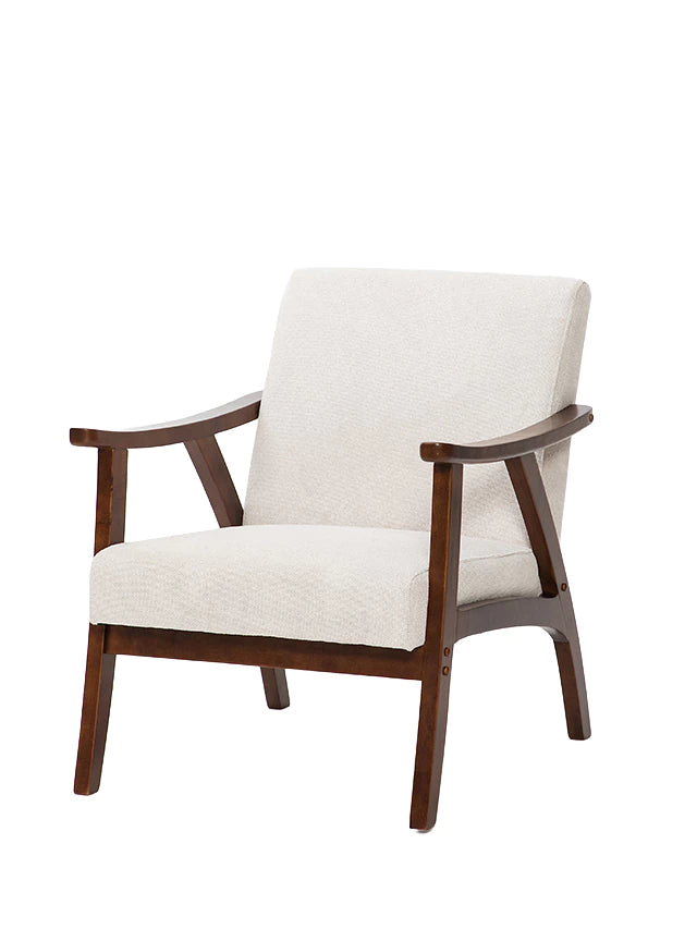 Sillón Laurel Chenille Beige Base Walnut