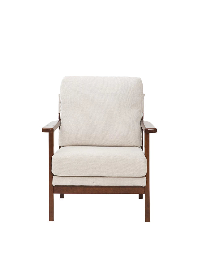 Sillón Niko Chenille Beige Base Walnut