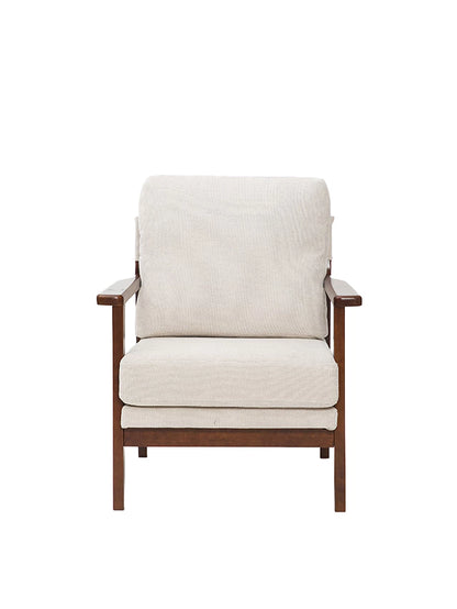Sillón Niko Chenille Beige Base Walnut