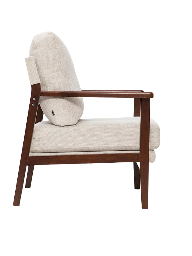 Sillón Niko Chenille Beige Base Walnut