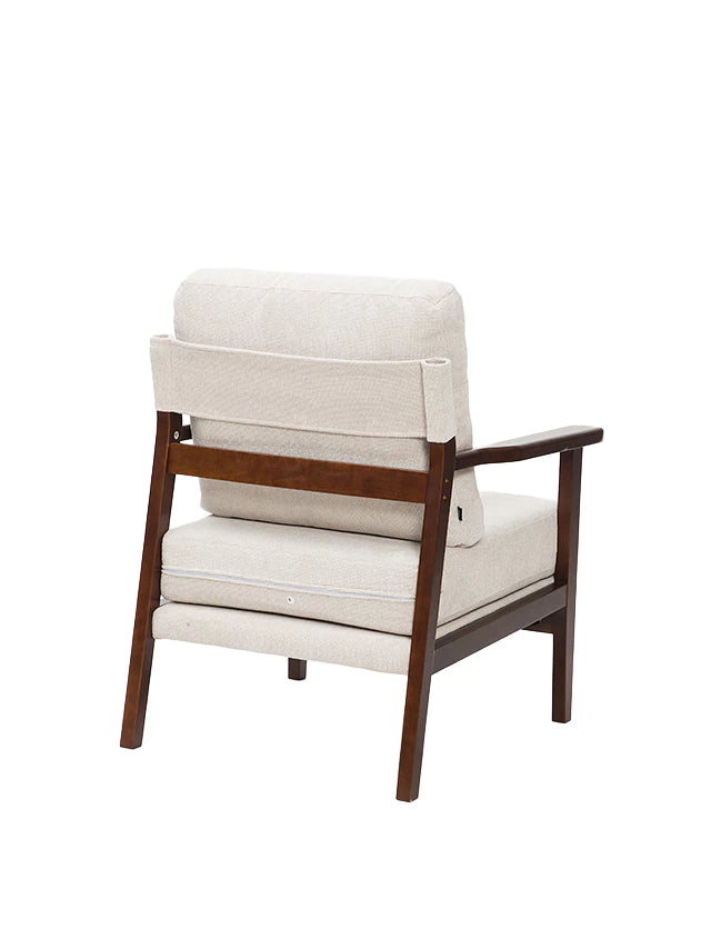 Sillón Niko Chenille Beige Base Walnut