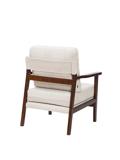 Sillón Niko Chenille Beige Base Walnut