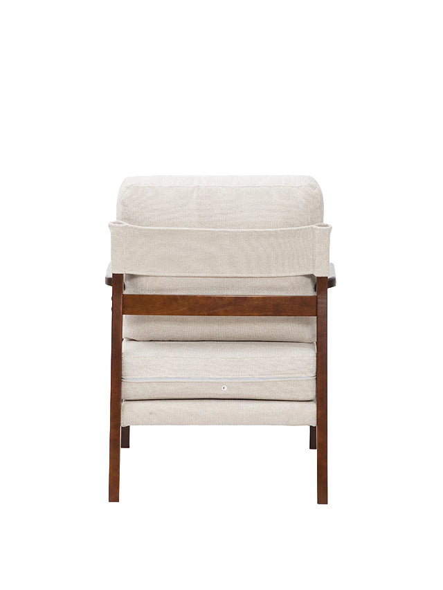 Sillón Niko Chenille Beige Base Walnut