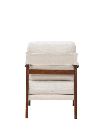 Sillón Niko Chenille Beige Base Walnut