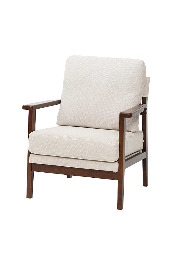 Sillón Niko Chenille Beige Base Walnut