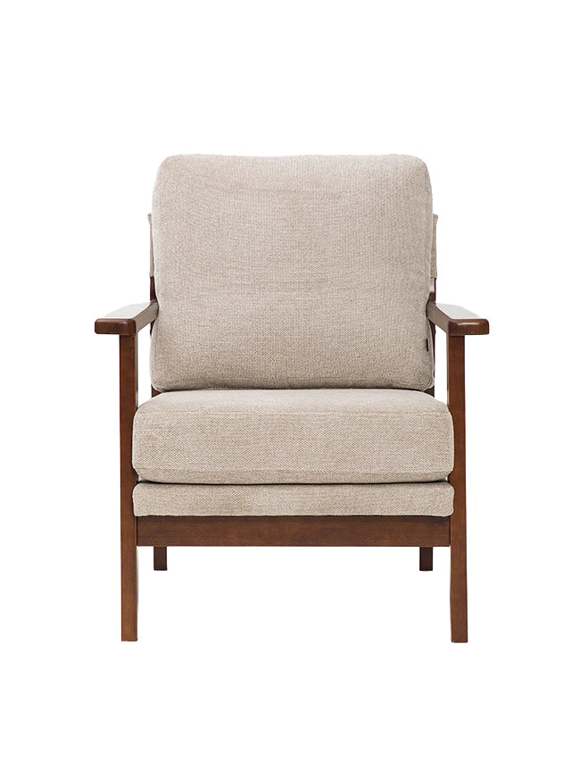 Sillón Niko Chenille Taupe Base Walnut