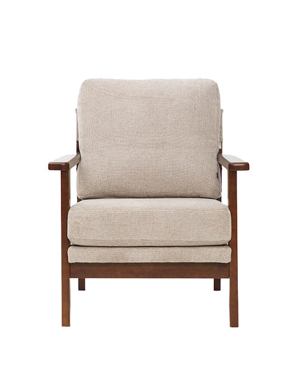 Sillón Niko Chenille Taupe Base Walnut
