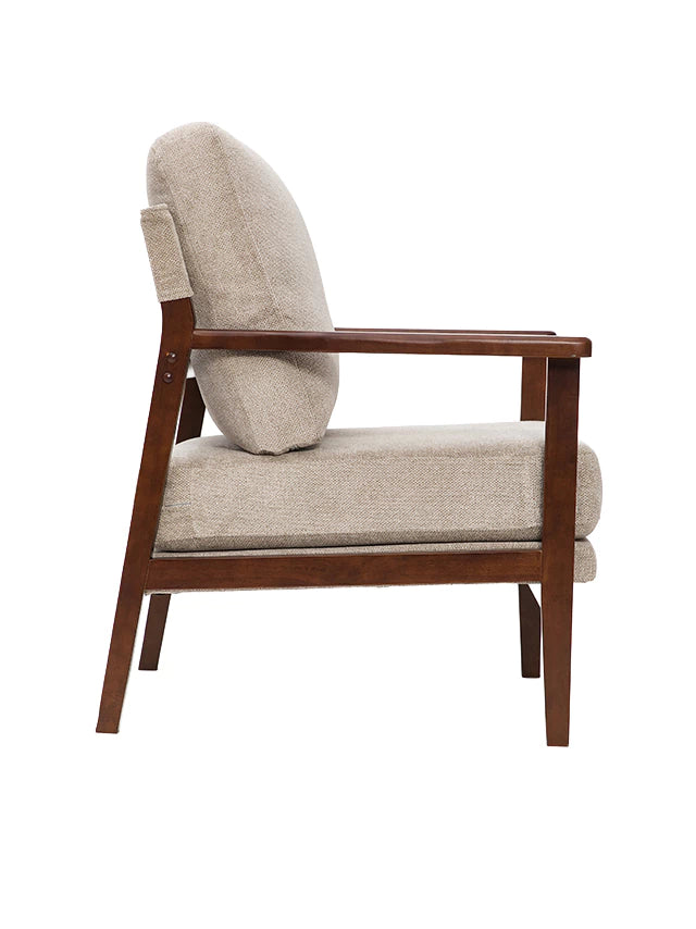 Sillón Niko Chenille Taupe Base Walnut