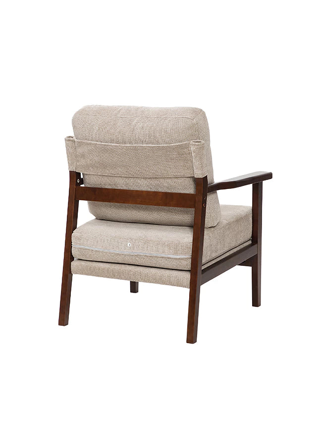 Sillón Niko Chenille Taupe Base Walnut
